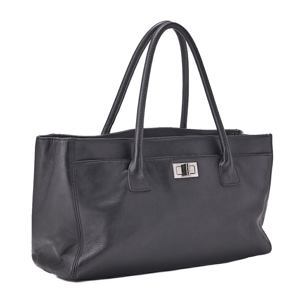 CHANEL Tote Bag Executive 2.55 Rock Caviar Skin Black Silver-Tone Hardware Pre-Owned - Vintage La Charme