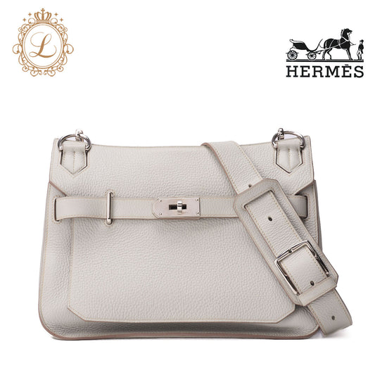 HERMES Gypsiere 30 Shoulder Bag Clemence Gris Mouette Silver-Tone Hardware Pre-Owned - Vintage La Charme