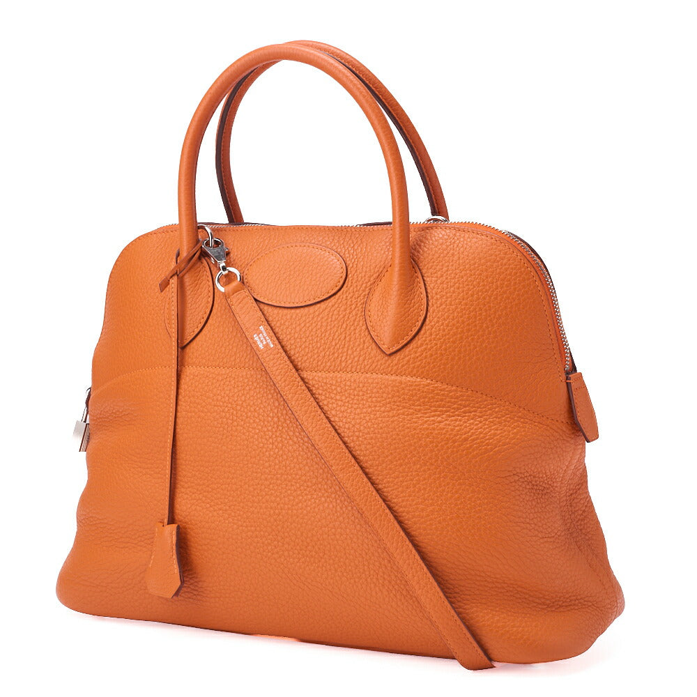 HERMES Bolide 35 Handbag Shoulder Bag Tryon Clemence Orange Silver-Tone Hardware Pre-Owned - Vintage La Charme