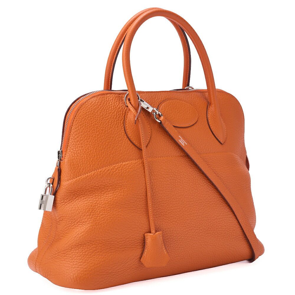 HERMES Bolide 35 Handbag Shoulder Bag Tryon Clemence Orange Silver-Tone Hardware Pre-Owned - Vintage La Charme