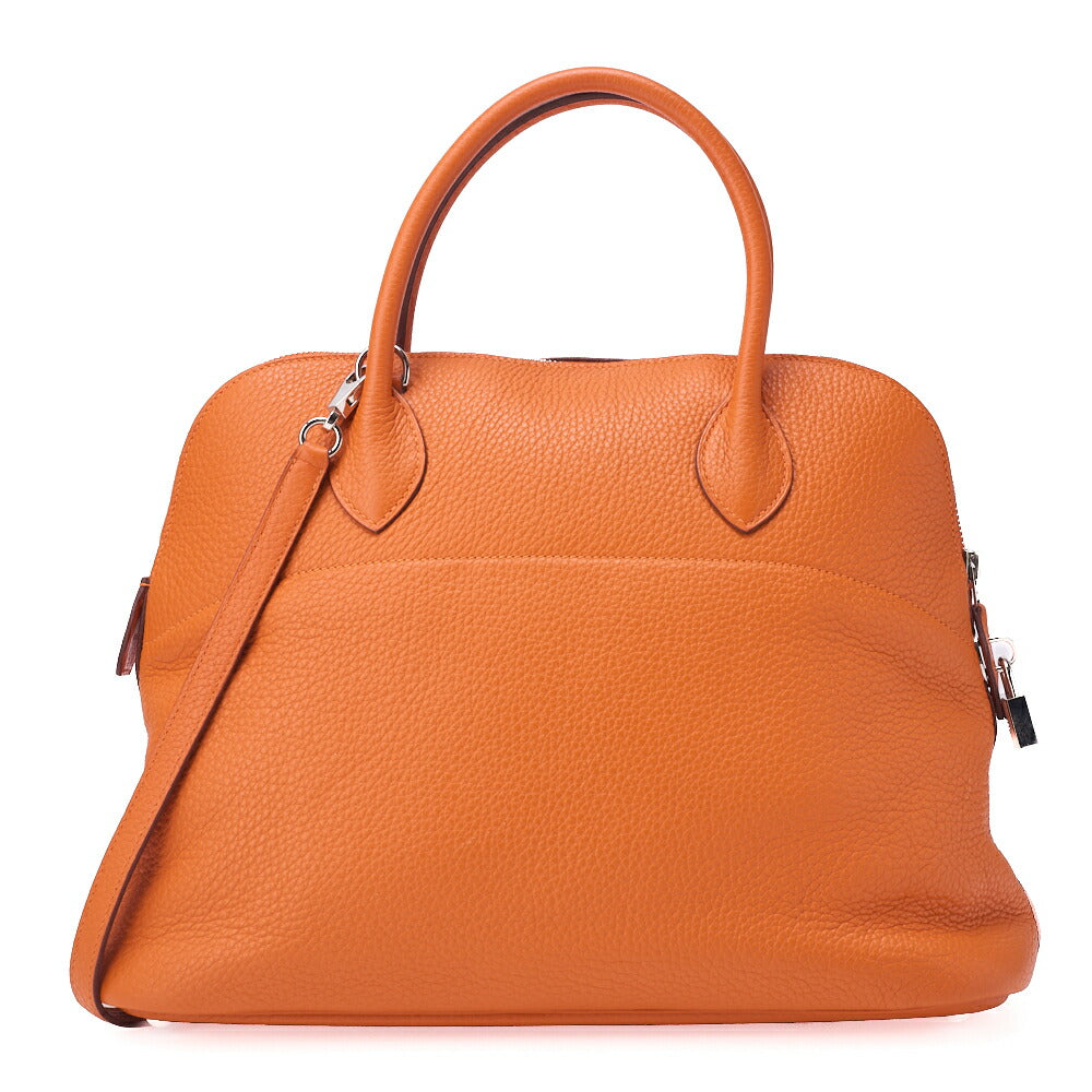 HERMES Bolide 35 Handbag Shoulder Bag Tryon Clemence Orange Silver-Tone Hardware Pre-Owned - Vintage La Charme