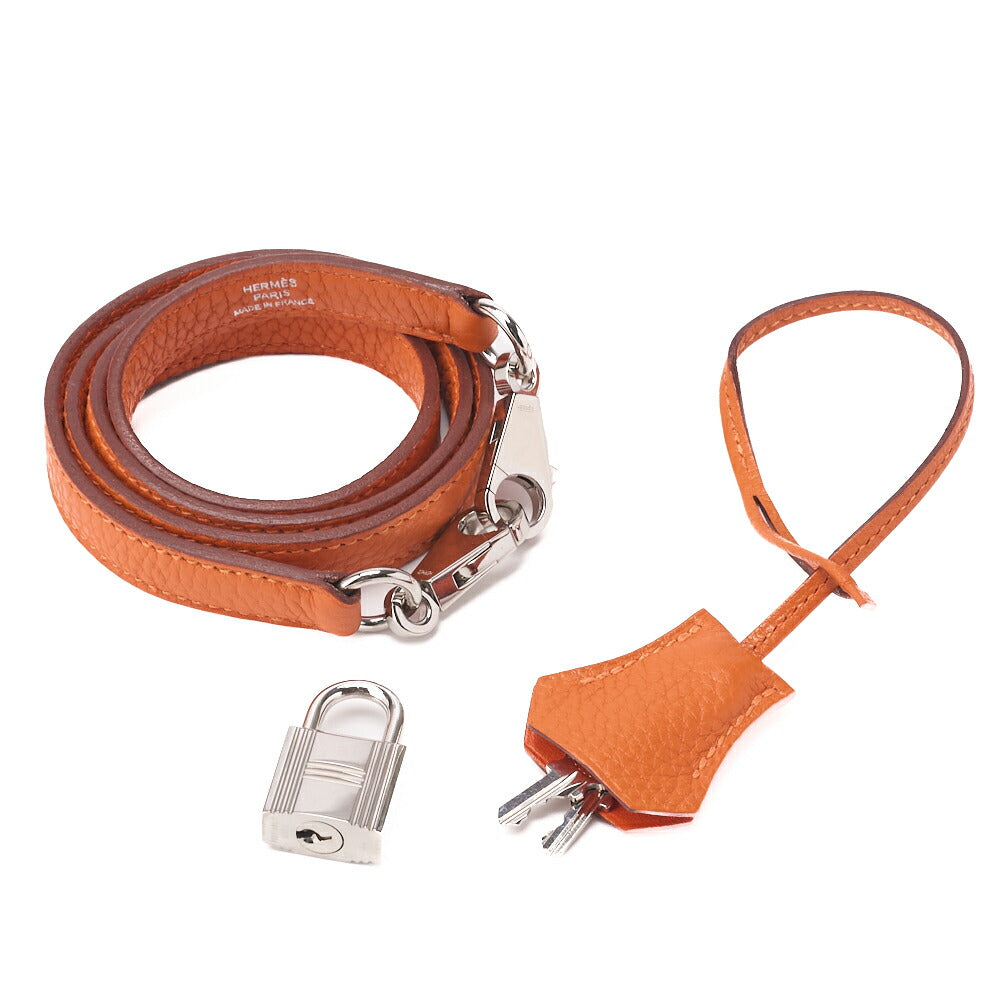 HERMES Bolide 35 Handbag Shoulder Bag Tryon Clemence Orange Silver-Tone Hardware Pre-Owned - Vintage La Charme