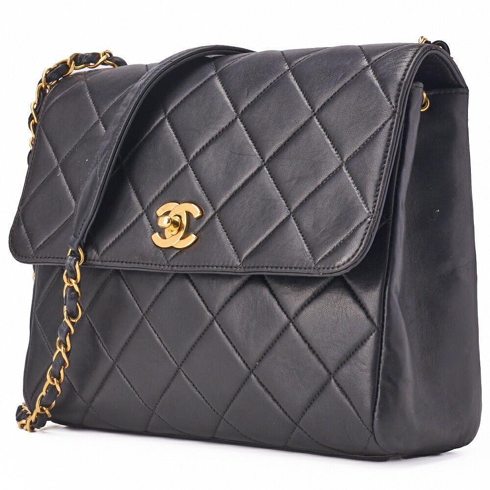 CHANEL Shoulder Bag Matelasse Lambskin Black Gold-Tone Hardware Pre-Owned - Vintage La Charme