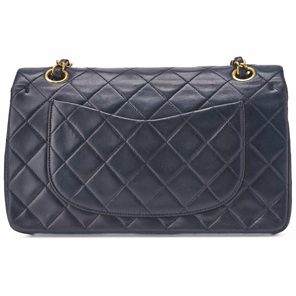 CHANEL Chain Shoulder Bag Matelasse Double Flap Lambskin Dark Navy Gold-Tone Hardware Pre-Owned - Vintage La Charme