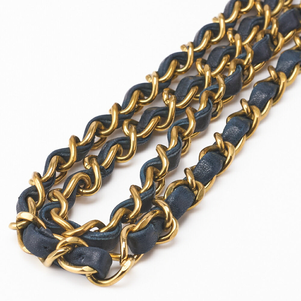 CHANEL Chain Shoulder Bag Matelasse Double Flap Lambskin Dark Navy Gold-Tone Hardware Pre-Owned - Vintage La Charme