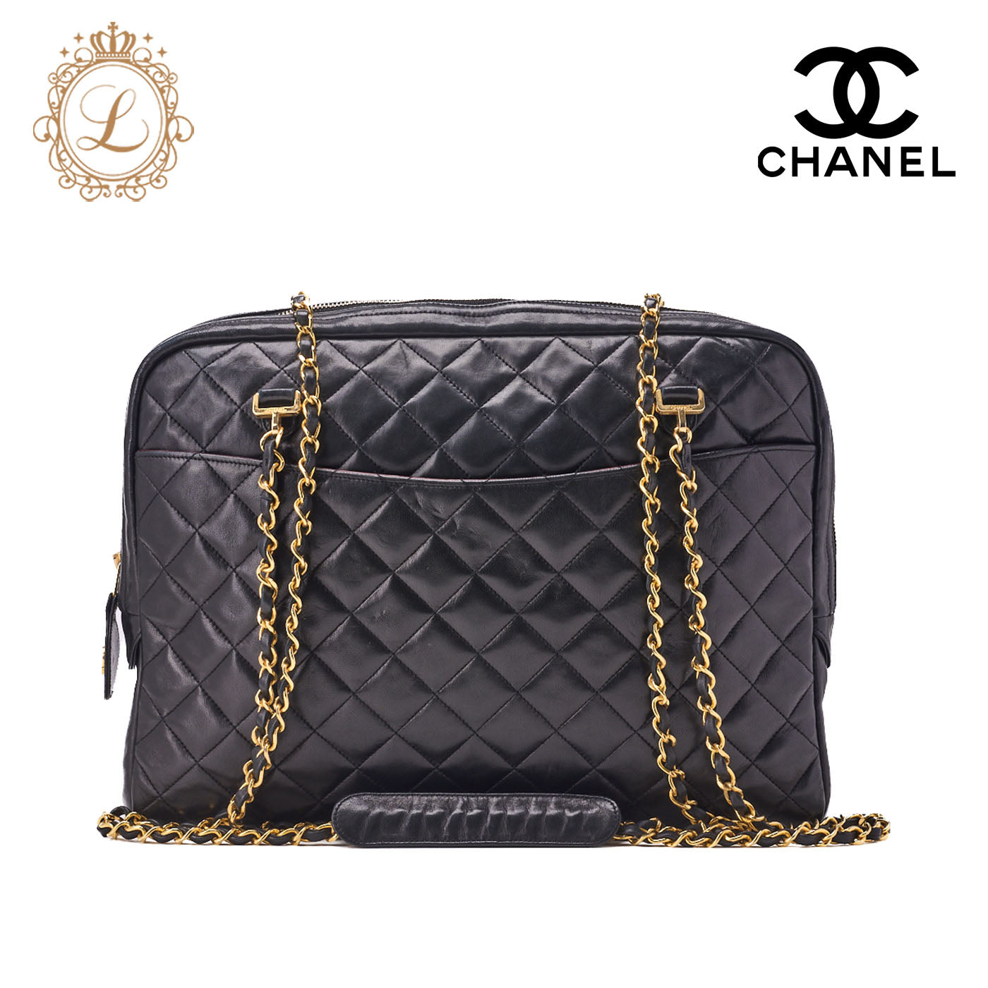 Chanel Shoulder Bag Matelasse Lambskin Black Gold-Tone Hardware Pre-Owned - Vintage La Charme