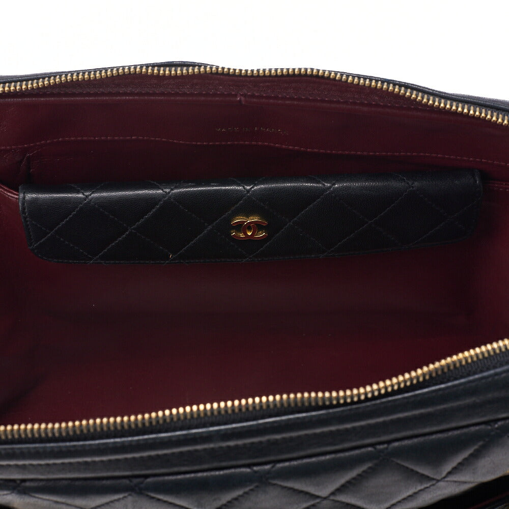 Chanel Shoulder Bag Matelasse Lambskin Black Gold-Tone Hardware Pre-Owned - Vintage La Charme