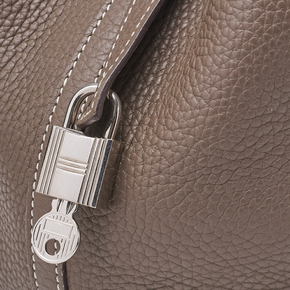 HERMES Picotin Rock MM Handbag, Tryon Clemence, Etoupe, Silver-Tone Hardware, Pre-Owned - Vintage La Charme