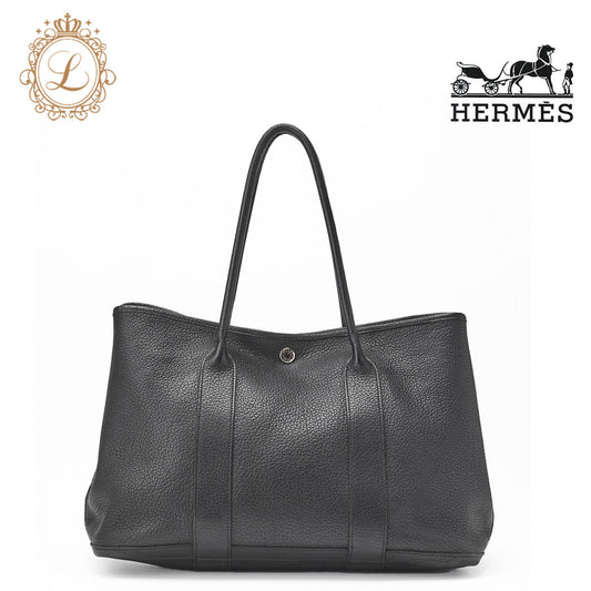 HERMES Garden Party PM Tote Bag Negonda Black Silver-Tone Hardware Pre-Owned - Vintage La Charme