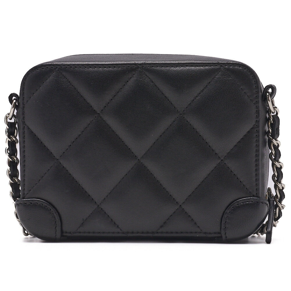 CHANEL Shoulder Bag Matelasse Coco Mark Chain Shoulder Lambskin Black Silver-Tone Hardware Pre-Owned - Vintage La Charme