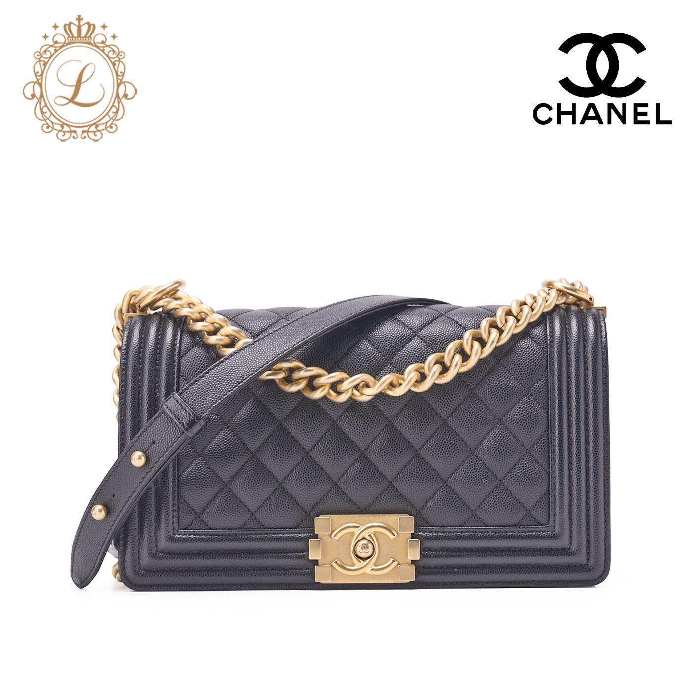 CHANEL Shoulder Bag Tote Bag Matelasse Caviar Skin Black Gold-Tone Hardware Pre-Owned - Vintage La Charme