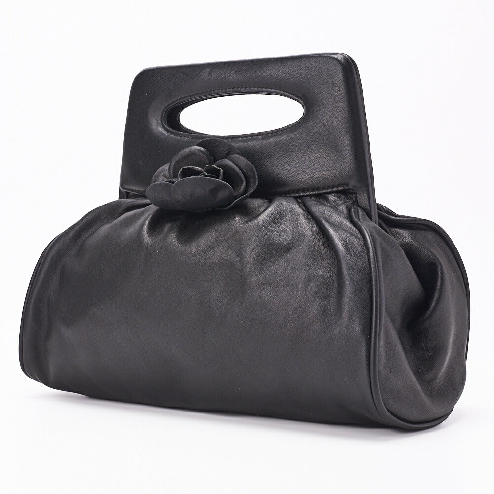 Chanel Camellia Gamaguchi Handbag Mini Shoulder Bag Lambskin Black Silver-Tone Hardware Pre-Owned - Vintage La Charme