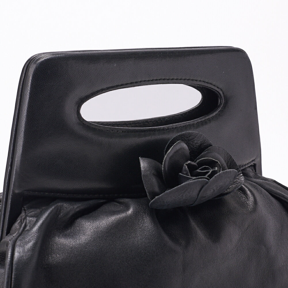 Chanel Camellia Gamaguchi Handbag Mini Shoulder Bag Lambskin Black Silver-Tone Hardware Pre-Owned - Vintage La Charme