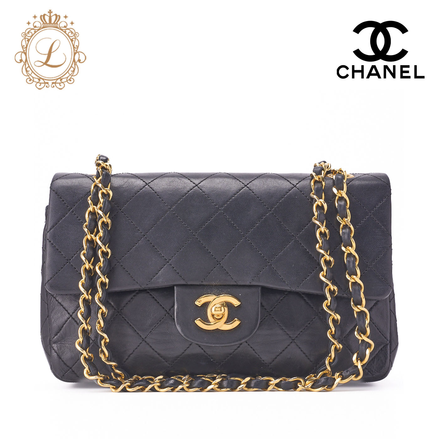 CHANEL Chain Shoulder Bag Matelasse Double Flap 23 Lambskin Black Gold-Tone Hardware Pre-Owned - Vintage La Charme
