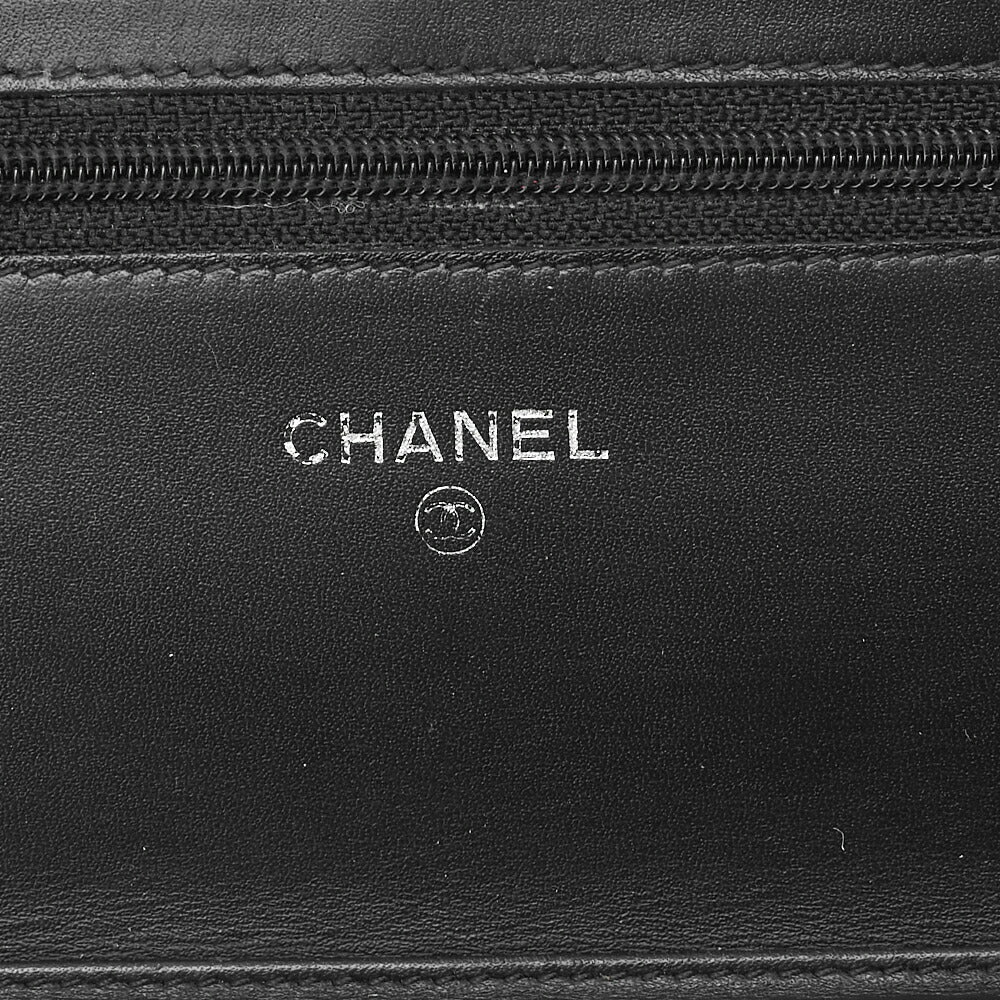 CHANEL Shoulder Bag Chain Wallet Caviar Skin Black Silver-Tone Hardware Pre-Owned - Vintage La Charme