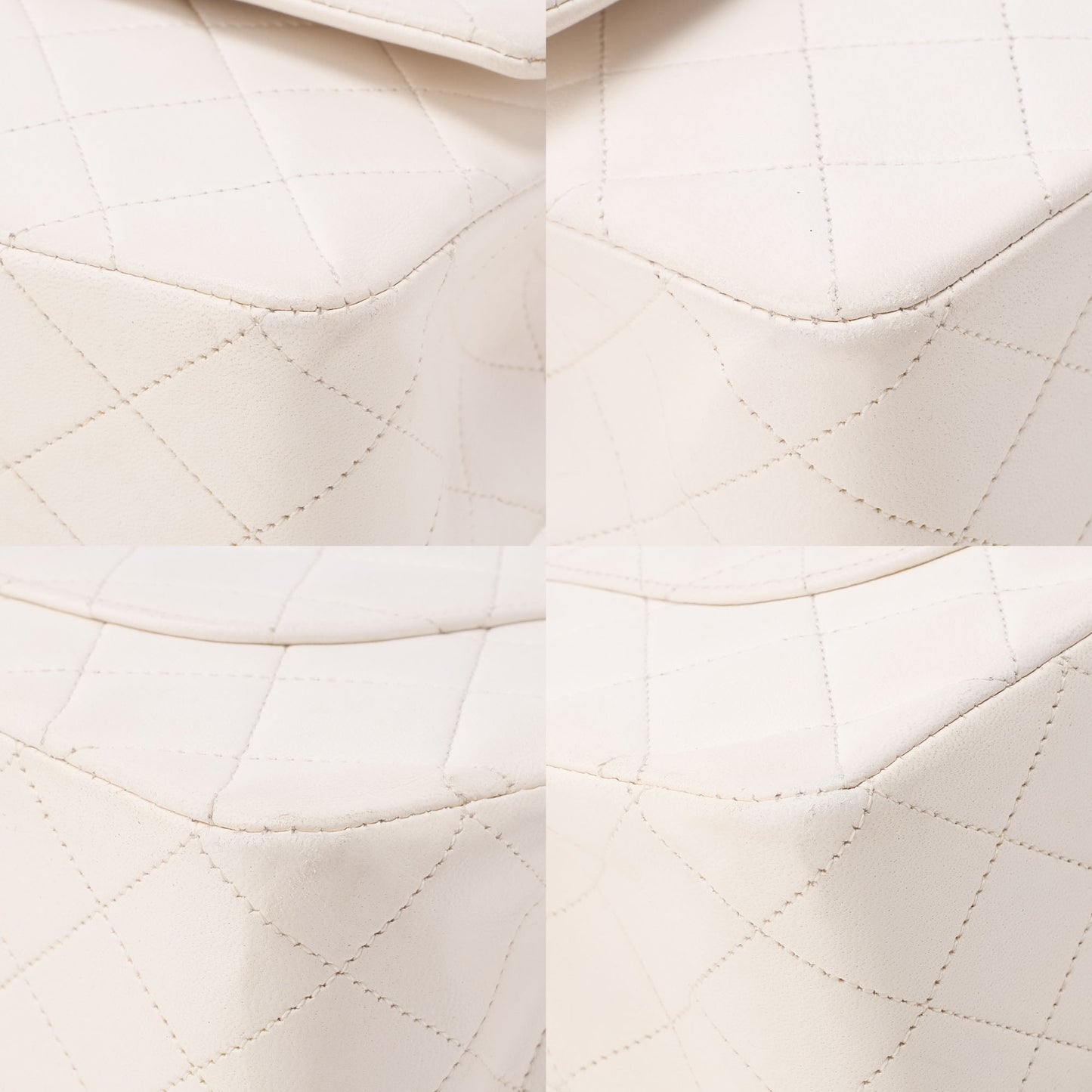 Chanel Shoulder Bag Matelasse Double Flap Lambskin White Gold-Tone Hardware Pre-Owned - Vintage La Charme