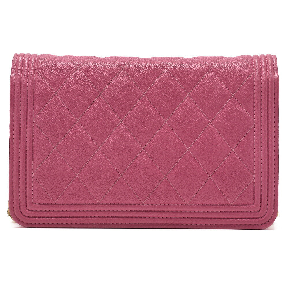 CHANEL Boy Chanel Matelasse Chain Wallet Caviar Skin Pink Gold-Tone Hardware Pre-Owned - Vintage La Charme