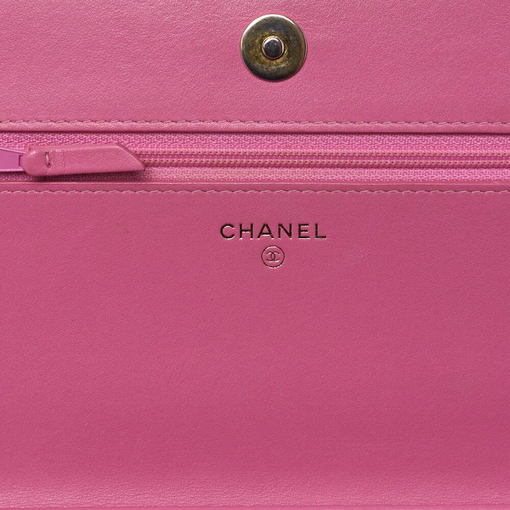 CHANEL Boy Chanel Matelasse Chain Wallet Caviar Skin Pink Gold-Tone Hardware Pre-Owned - Vintage La Charme