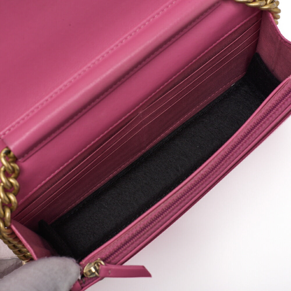 CHANEL Boy Chanel Matelasse Chain Wallet Caviar Skin Pink Gold-Tone Hardware Pre-Owned - Vintage La Charme