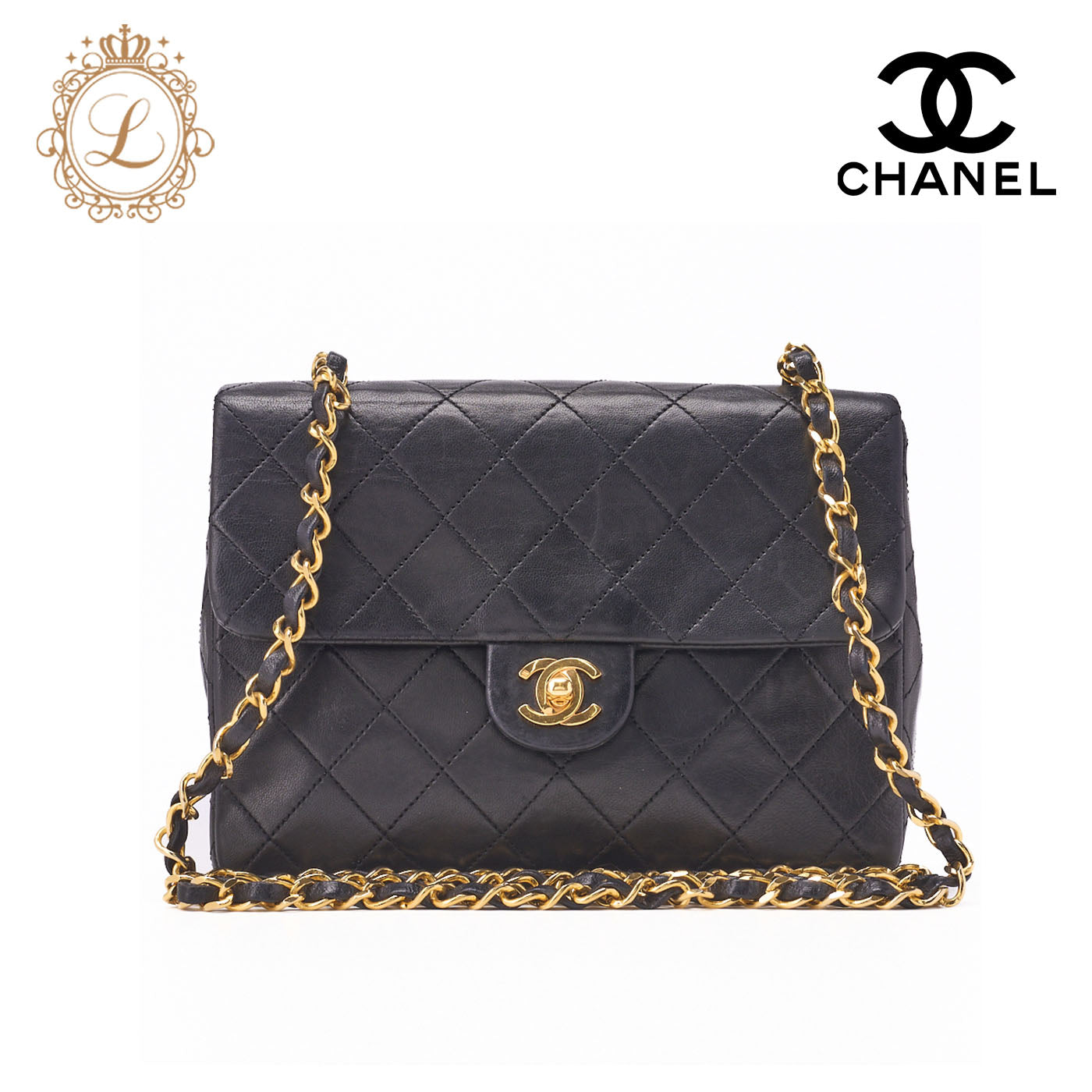 CHANEL Shoulder Bag Mini Matelasse Lambskin Black Gold-Tone Hardware Pre-Owned - Vintage La Charme