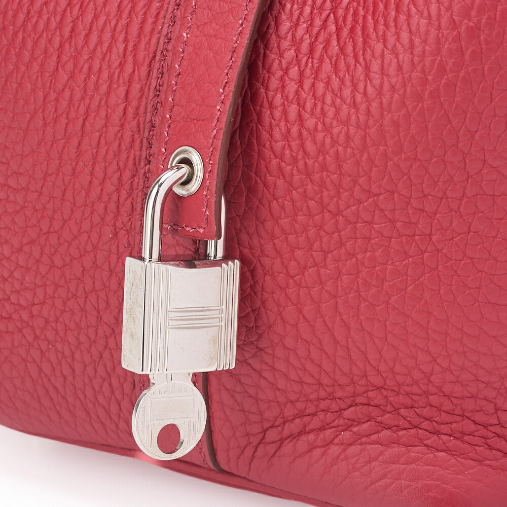 HERMES Picotin Lock PM Handbag Tryon Clemence Rouge Garance Silver-Tone Hardware Pre-Owned - Vintage La Charme