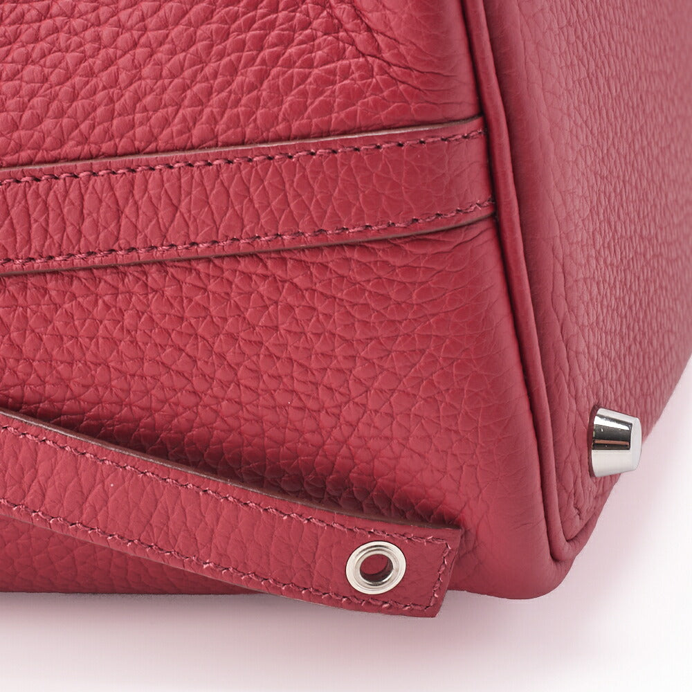 HERMES Picotin Lock PM Handbag Tryon Clemence Rouge Garance Silver-Tone Hardware Pre-Owned - Vintage La Charme