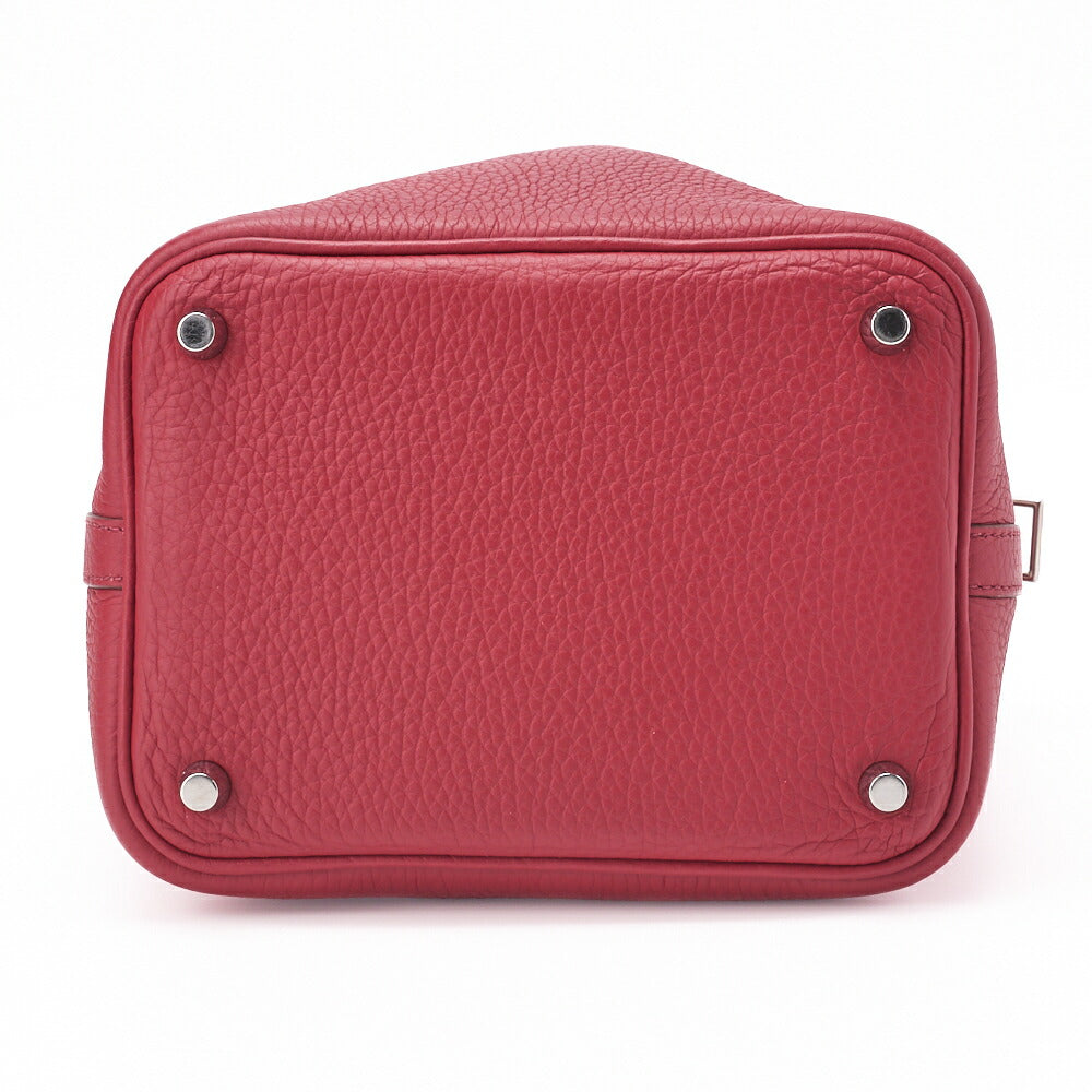 HERMES Picotin Lock PM Handbag Tryon Clemence Rouge Garance Silver-Tone Hardware Pre-Owned - Vintage La Charme