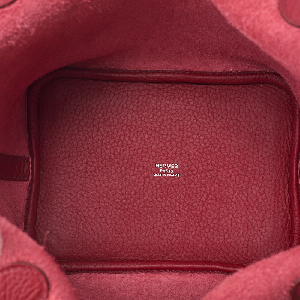 HERMES Picotin Lock PM Handbag Tryon Clemence Rouge Garance Silver-Tone Hardware Pre-Owned - Vintage La Charme