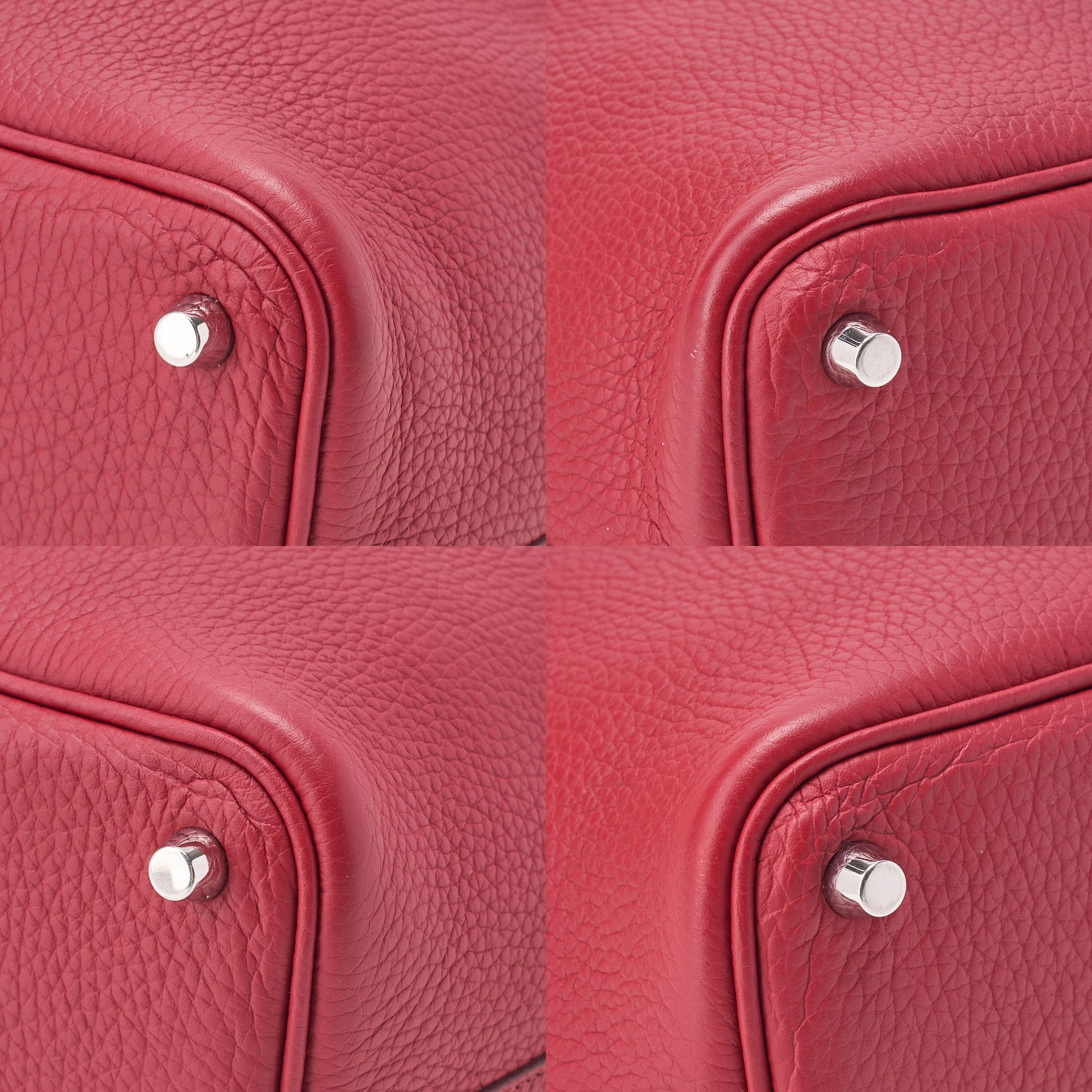 HERMES Picotin Lock PM Handbag Tryon Clemence Rouge Garance Silver-Tone Hardware Pre-Owned - Vintage La Charme