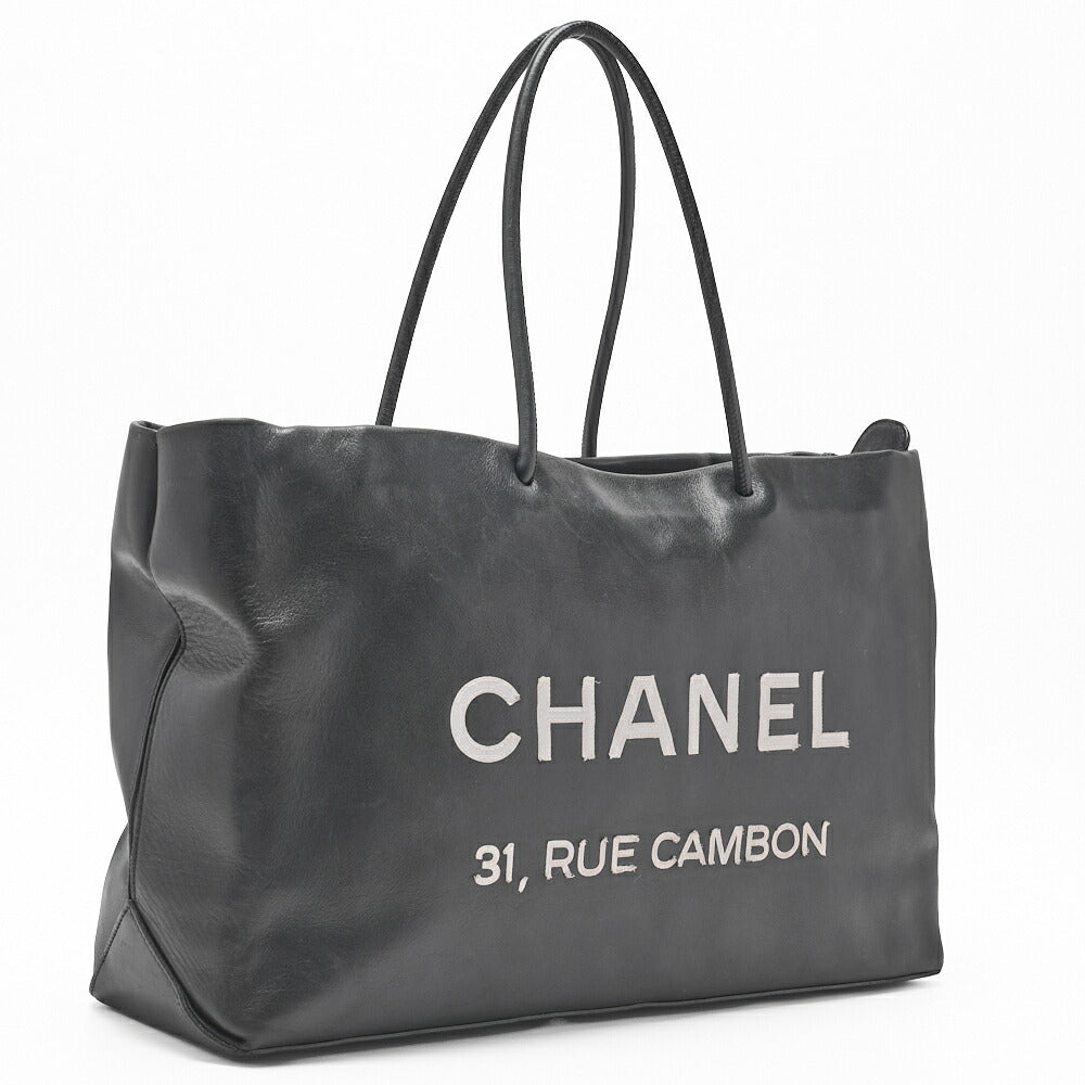 CHANEL Tote Bag Cambon Logo Large Lambskin Black Gold-Tone Hardware Pre-Owned - Vintage La Charme