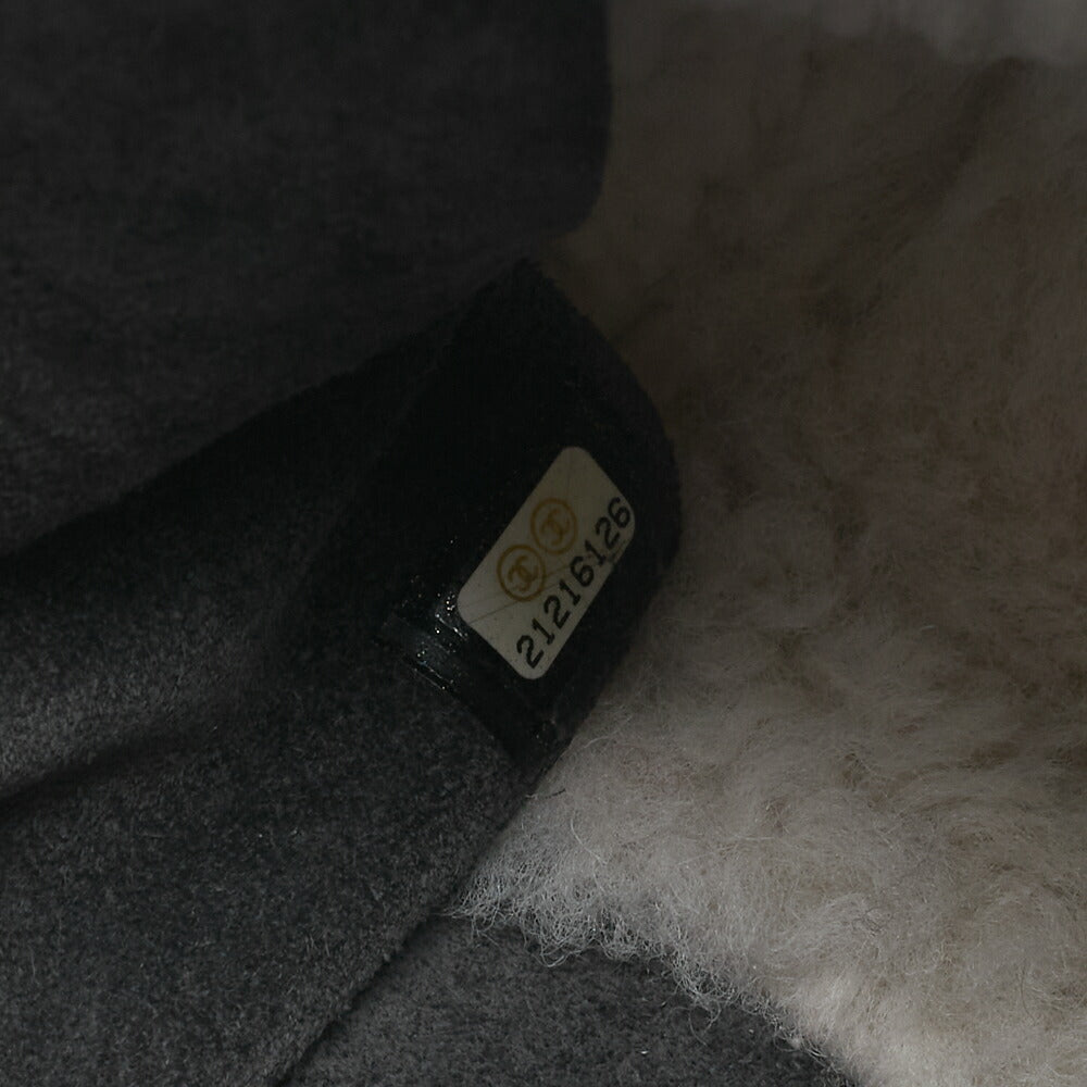 CHANEL Shoulder Bag Coco Mark Mouton Fur White Gray Silver-Tone Hardware Pre-Owned - Vintage La Charme