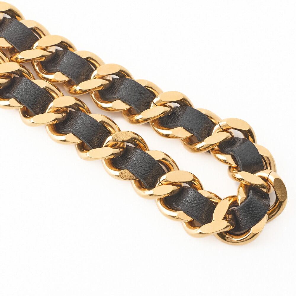 CHANEL Chain Belt, Coco Mark, Gold Plated, Leather, Black, Gold-Tone Hardware, Pre-Owned - Vintage La Charme