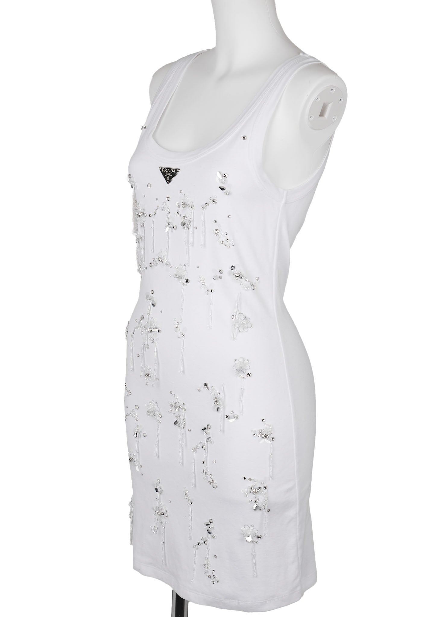 Prada Jersey Dress, Cut-and-Sew, Cotton, White, Pre-Owned - Vintage La Charme