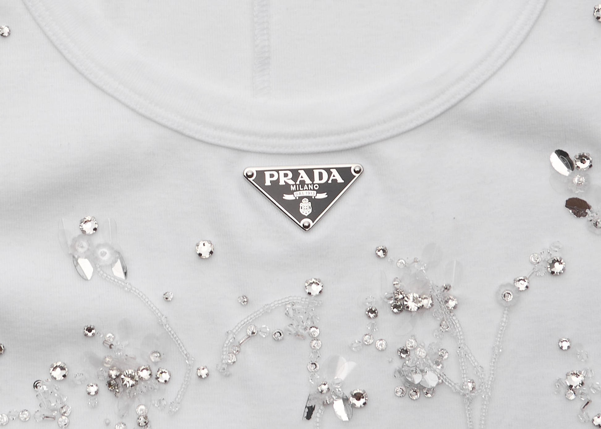 Prada Jersey Dress, Cut-and-Sew, Cotton, White, Pre-Owned - Vintage La Charme