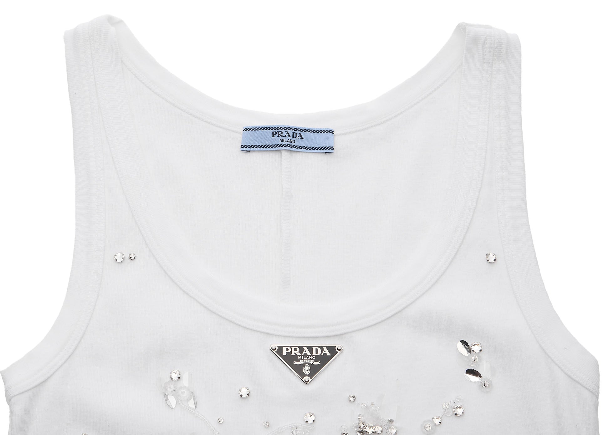 Prada Jersey Dress, Cut-and-Sew, Cotton, White, Pre-Owned - Vintage La Charme