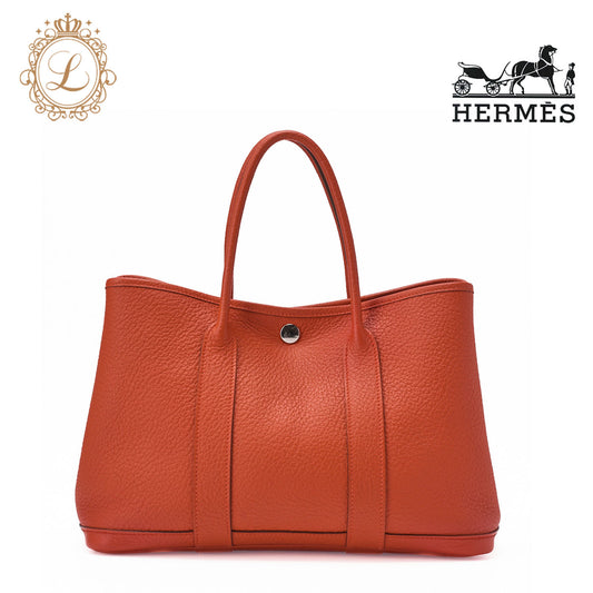 HERMES Garden Party Shoulder Bag, TPM, Negonda, Capucine, Silver-Tone Hardware, Pre-Owned - Vintage La Charme