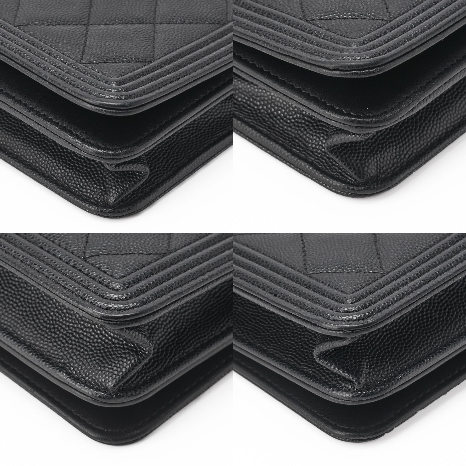 CHANEL Boy Chanel Matelasse Chain Wallet Caviar Skin Black Silver-Tone Hardware Pre-Owned - Vintage La Charme