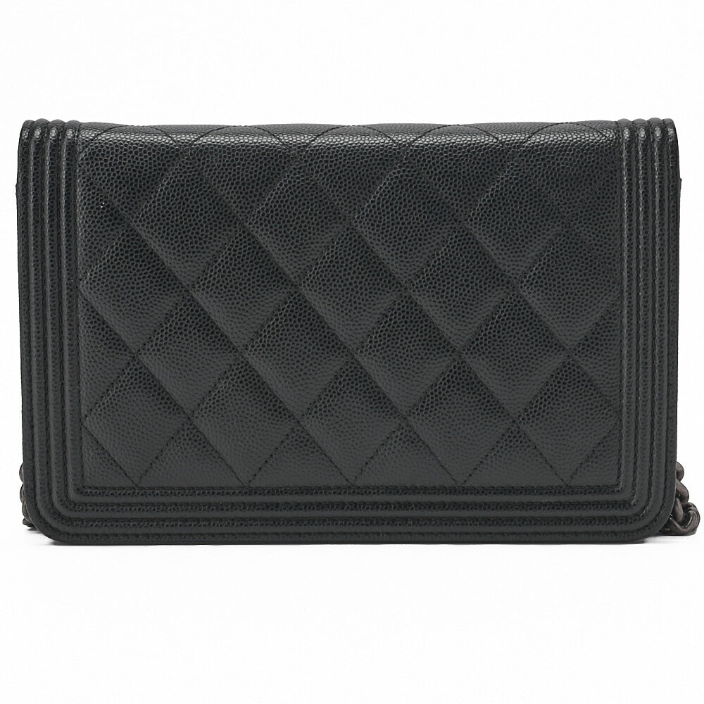 CHANEL Boy Chanel Matelasse Chain Wallet Caviar Skin Black Silver-Tone Hardware Pre-Owned - Vintage La Charme