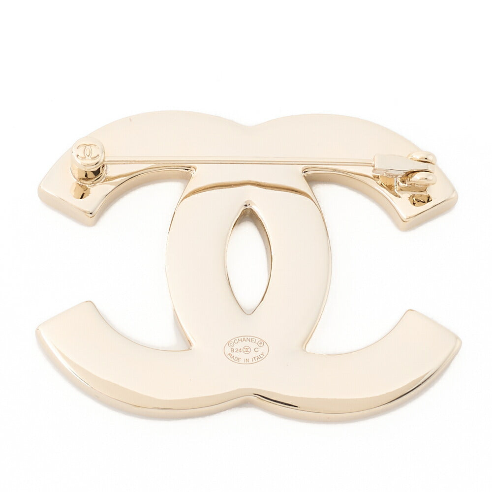 CHANEL Brooch Coco Mark Bicolor Gold Plating Black White Gold-Tone Hardware Pre-Owned - Vintage La Charme