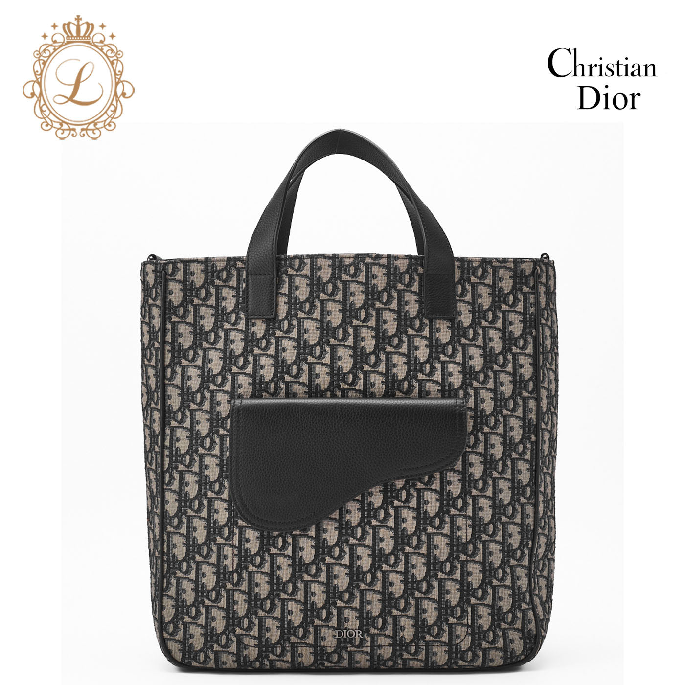 Dior Saddle Tote Bag Oblique Canvas Leather Black Silver-Tone Hardware Pre-Owned - Vintage La Charme