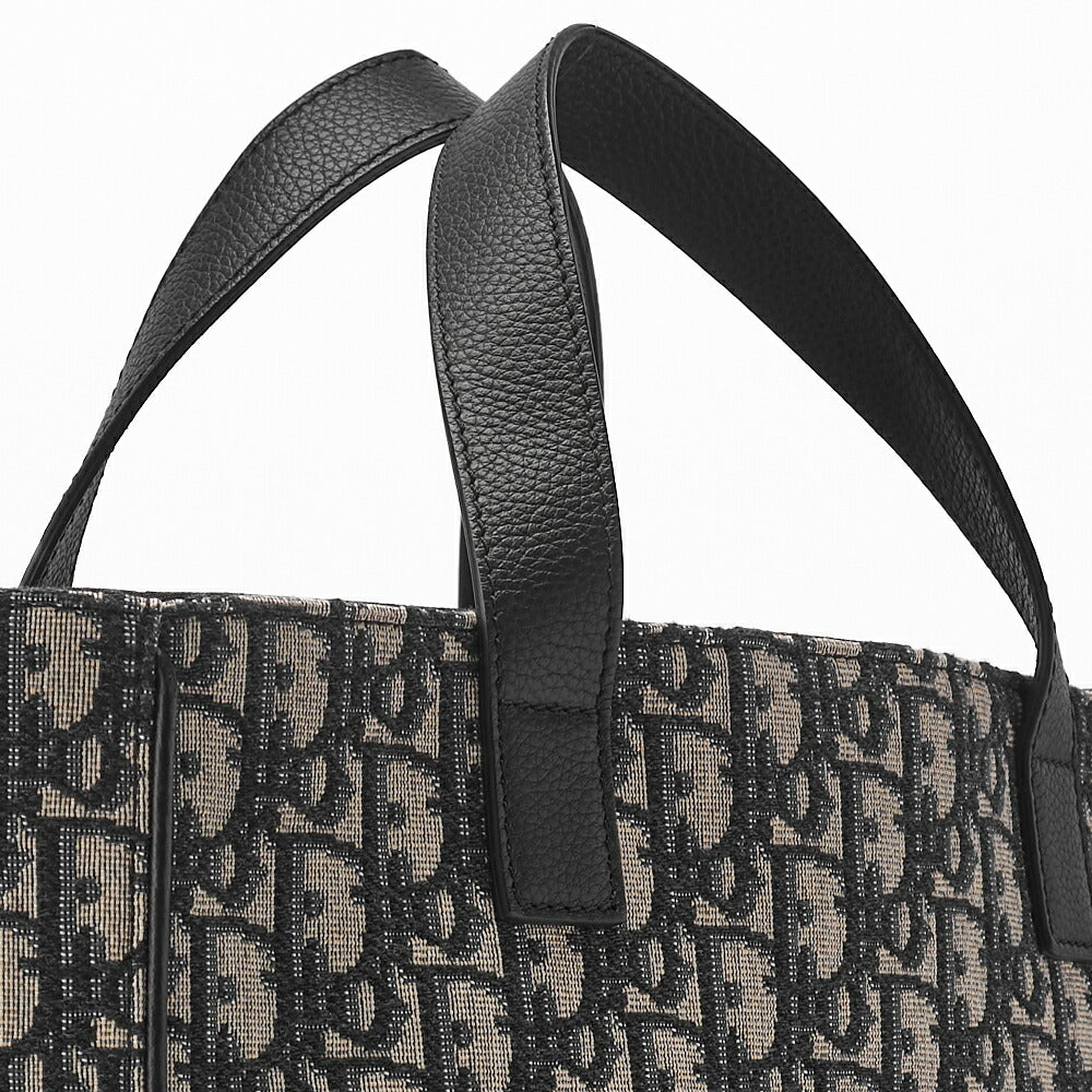 Dior Saddle Tote Bag Oblique Canvas Leather Black Silver-Tone Hardware Pre-Owned - Vintage La Charme