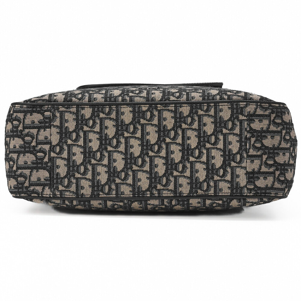 Dior Saddle Tote Bag Oblique Canvas Leather Black Silver-Tone Hardware Pre-Owned - Vintage La Charme