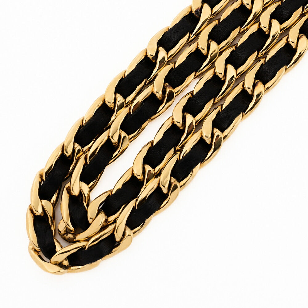 CHANEL Chain Belt, Coco Mark, Gold Plated, Leather, Black, Gold-Tone Hardware, Pre-Owned - Vintage La Charme