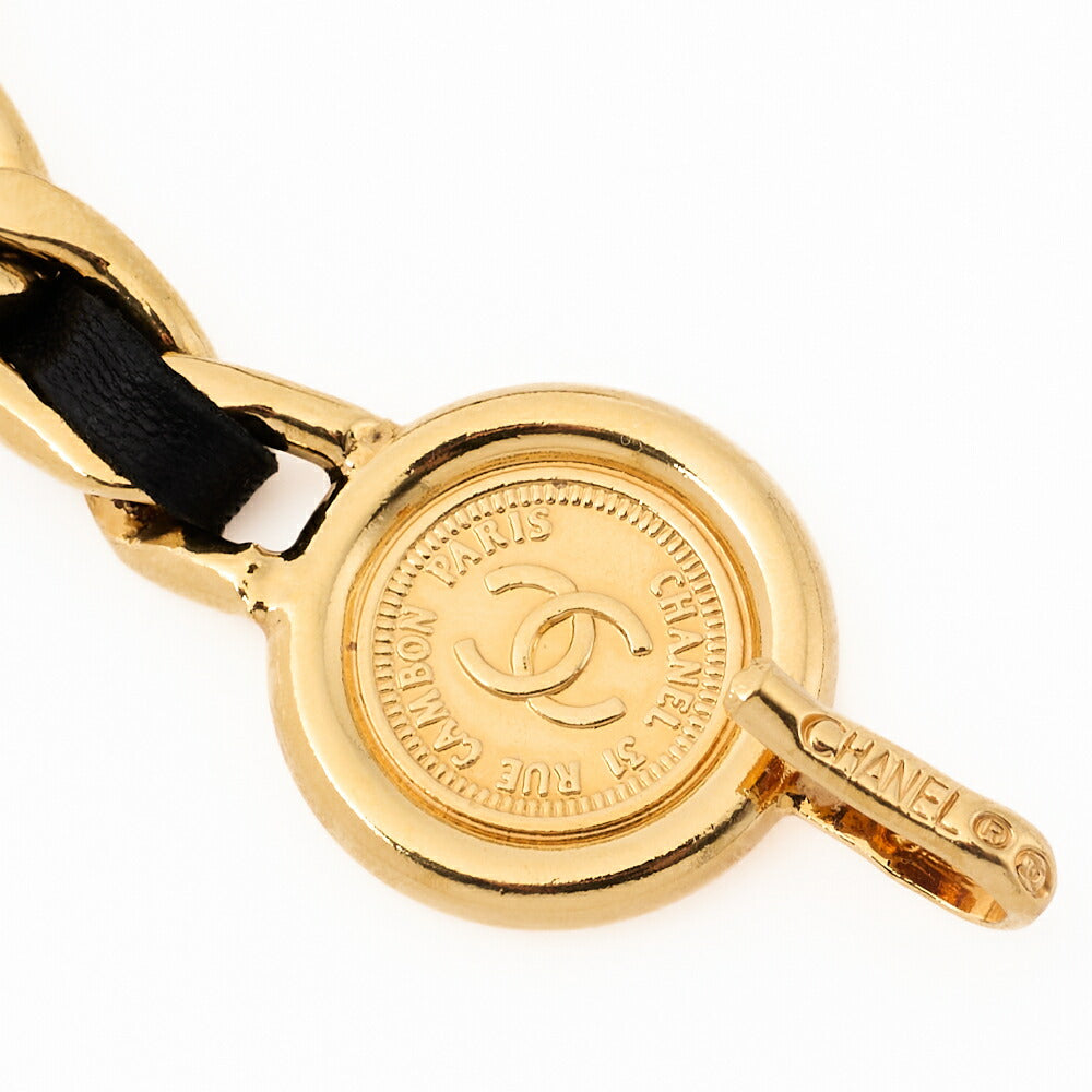 CHANEL Chain Belt, Coco Mark, Gold Plated, Leather, Black, Gold-Tone Hardware, Pre-Owned - Vintage La Charme