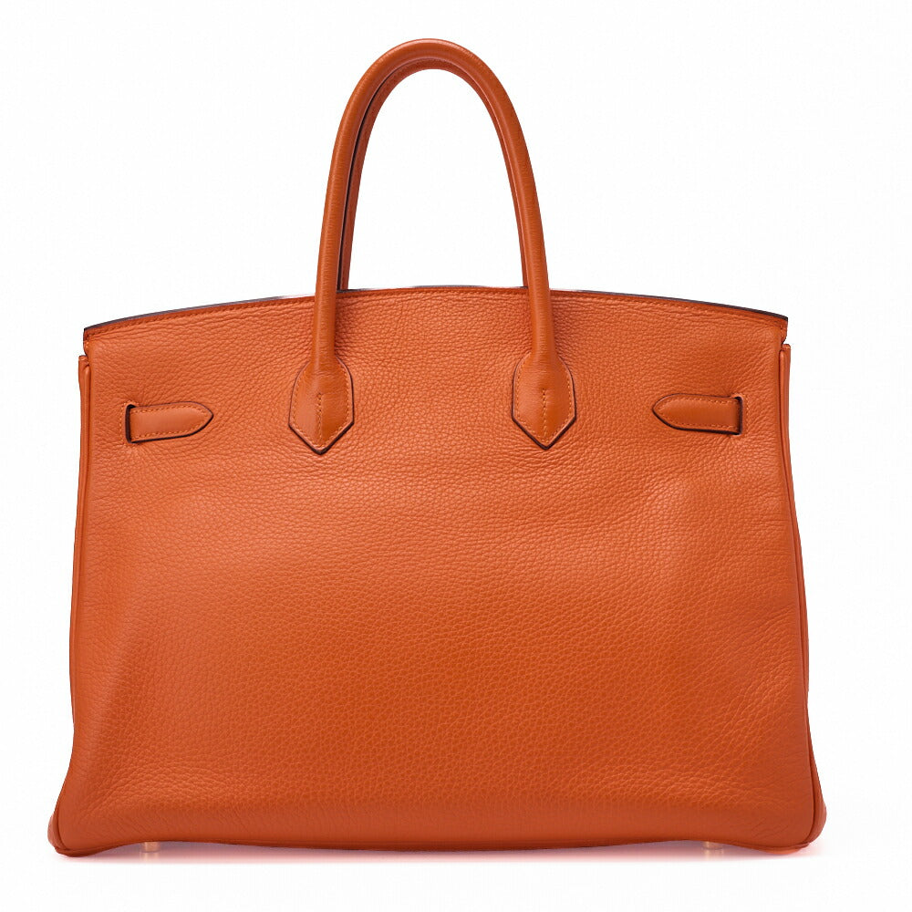 HERMES Birkin 35 Handbag Tryon Clément Leather Orange Gold-Tone Hardware Pre-Owned - Vintage La Charme