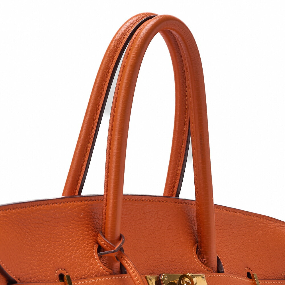 HERMES Birkin 35 Handbag Tryon Clément Leather Orange Gold-Tone Hardware Pre-Owned - Vintage La Charme