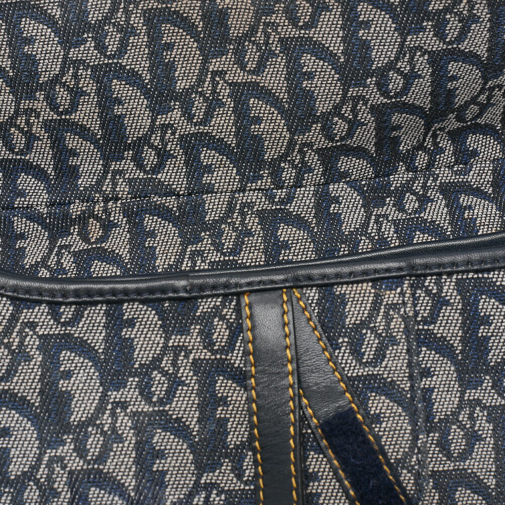 Dior Trotter Saddle Bag Canvas Leather Navy Gold-Tone Hardware Pre-Owned - Vintage La Charme