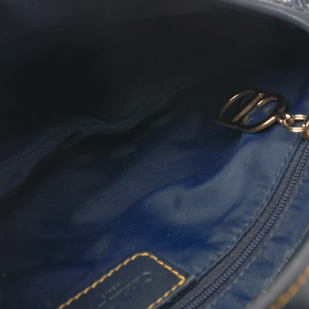 Dior Trotter Saddle Bag Canvas Leather Navy Gold-Tone Hardware Pre-Owned - Vintage La Charme