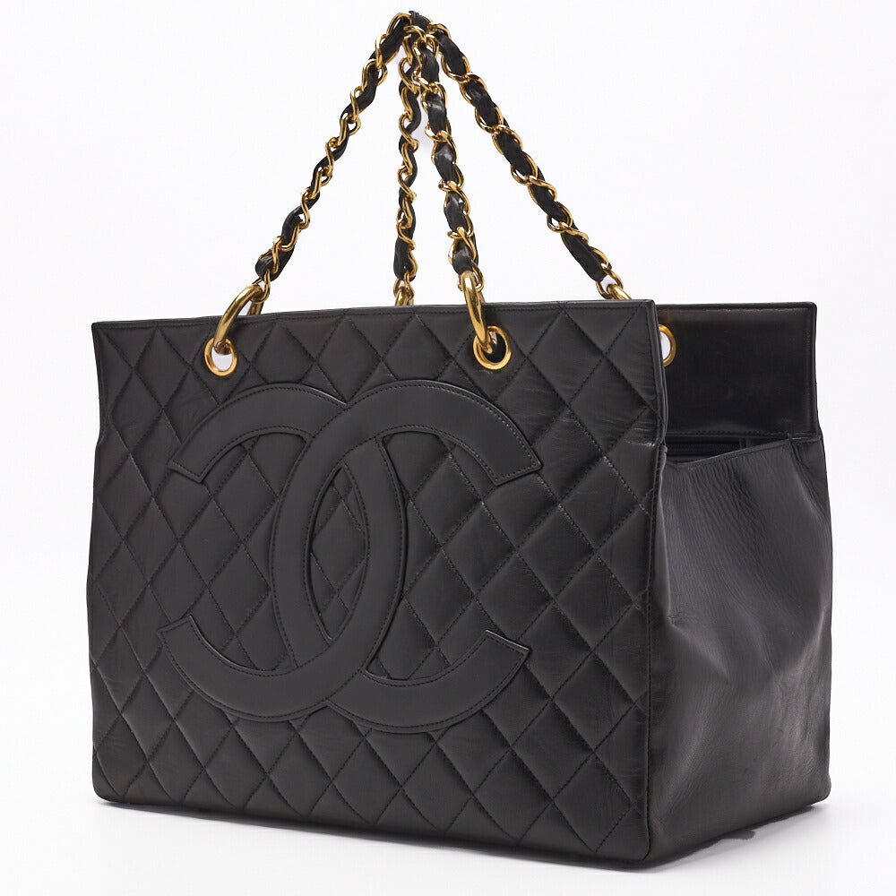 CHANEL Shoulder Tote Bag Matelasse Coco Mark Lambskin Black Gold-Tone Hardware Pre-Owned - Vintage La Charme