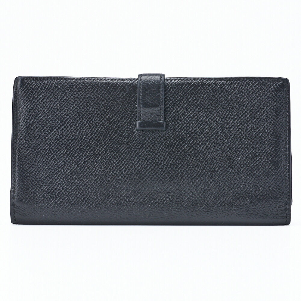 HERMES Bearn Soufflet Bi-fold Wallet Epson Leather Black Silver-Tone Hardware Pre-Owned - Vintage La Charme